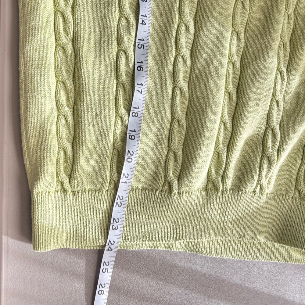 NWT Zara light lime green classic Cable knit collared sweater small pullover - Picture 9 of 9